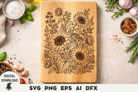 Download Sunflower Svg, Wildflowers Engraving - Sunflower svg Collection