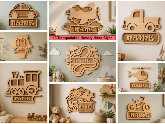 Download Laser Cut Vehicle Nursery Name Signs - Premium Resources