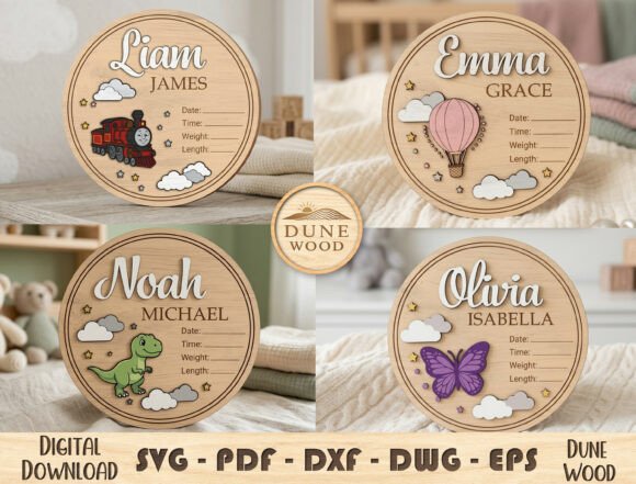 Download Personalized Baby Birth Stats Sign SVG - Premium Resources